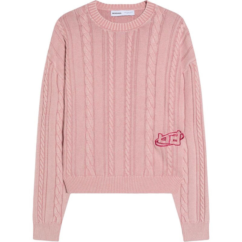 Bershka Svetr fuchsiová / starorůžová
