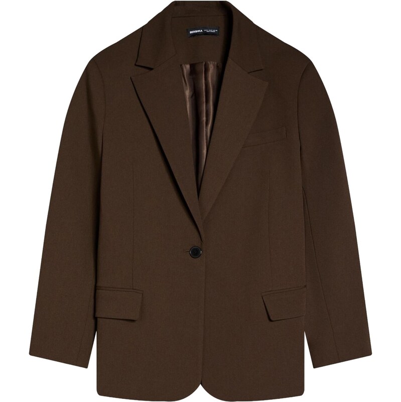 Bershka Blejzr tmavě hnědá 114818488