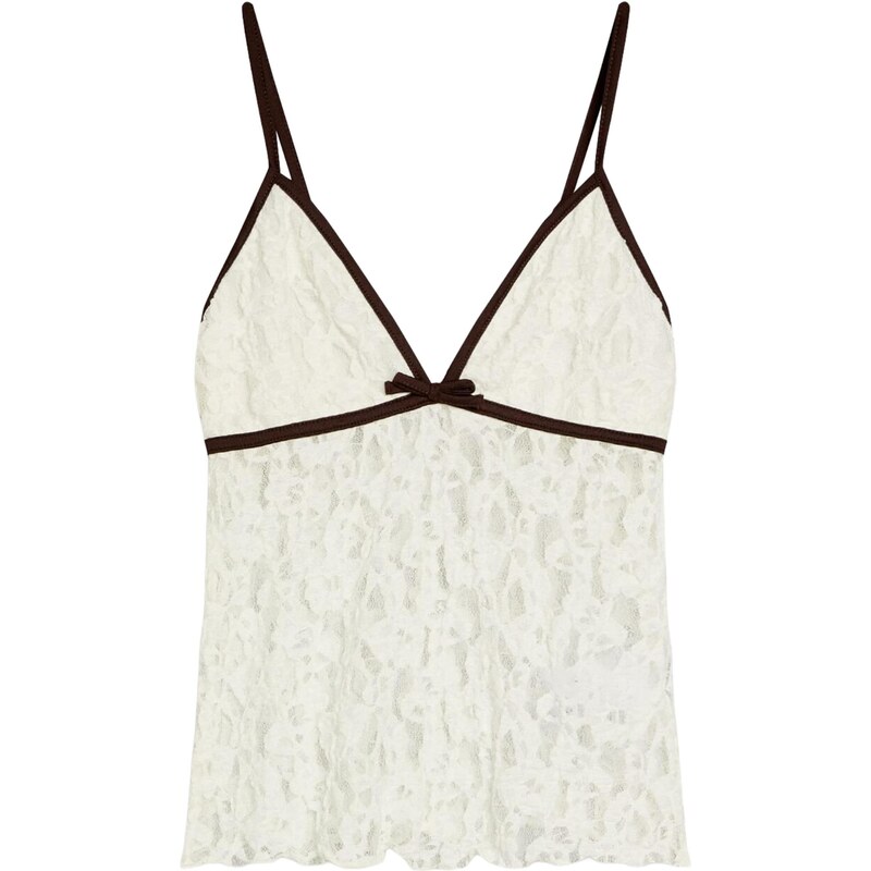 Bershka Top černá / offwhite