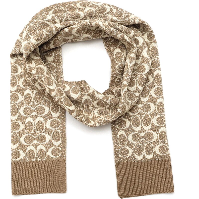 COACH Šála METALLIC SIGNATURE C SCARF béžová / bílá 114818649