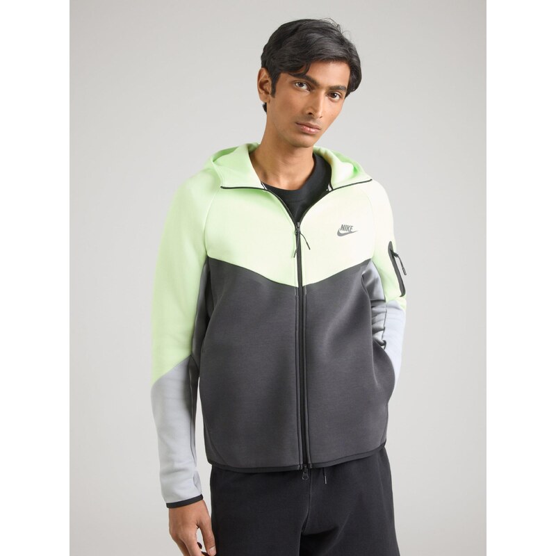 Nike Sportswear Mikina 'Tech Fleece' limone / šedá / tmavě šedá
