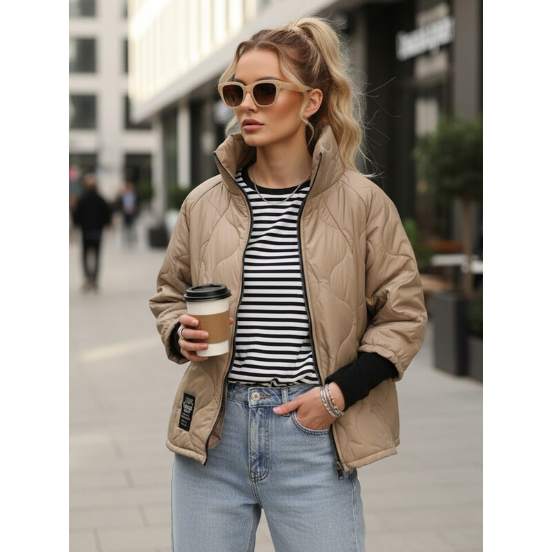 BASIC Dámská prošívaná přechodová bunda velbloudí Béžová