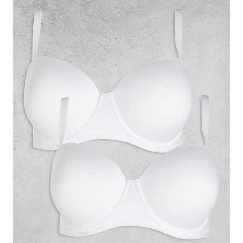 Simply Be 2 pack multiway bra in white 114821745