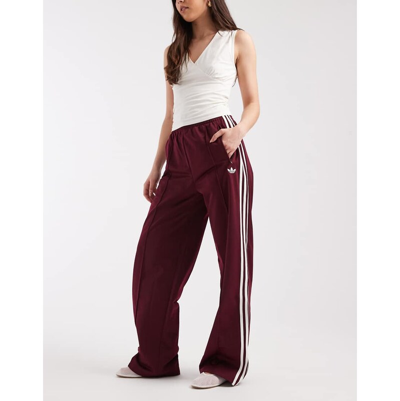 adidas Originals Firebird loose track pants in maroon and off