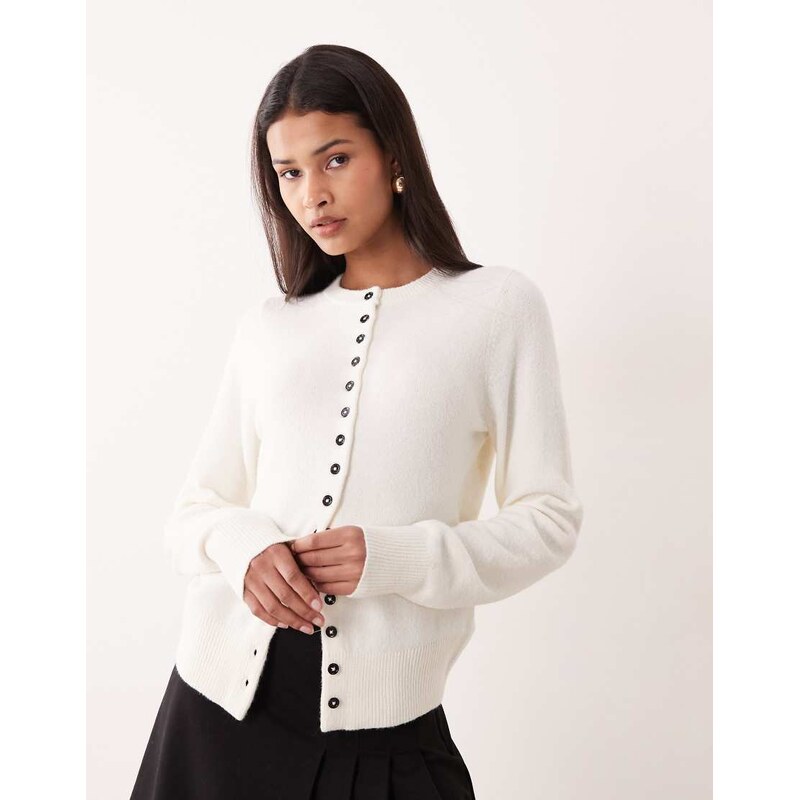 ASOS DESIGN fitted cardigan in cream-White