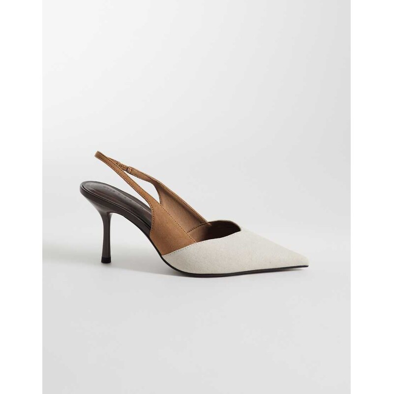 ASOS DESIGN Sabrina slingback stiletto heels in neutral mix-Blonde