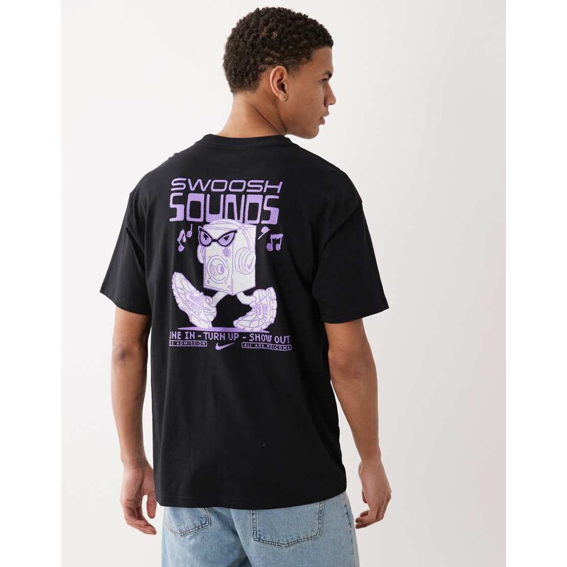 Nike Swoosh Sounds backprint t-shirt in black