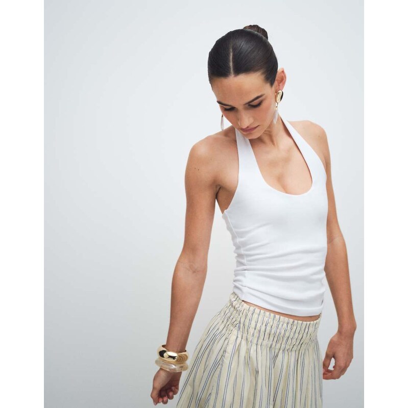 New Look halter neck vest white 115020026