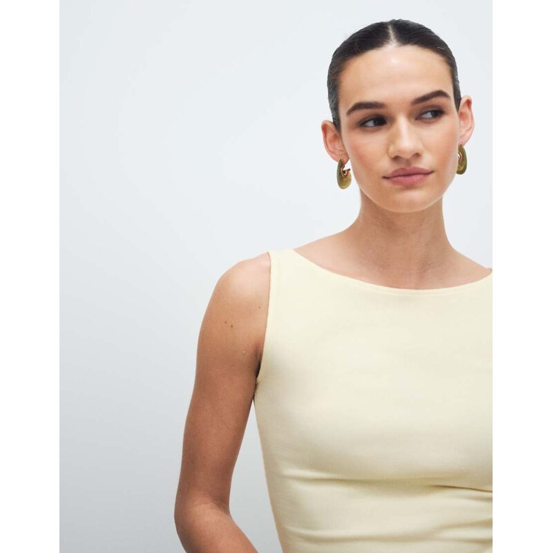 Hollister boat neck tank top in butter yellow