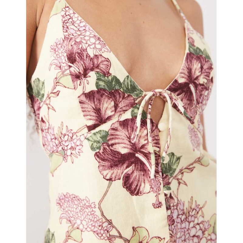 Abercrombie & Fitch v neck cami top in yellow floral
