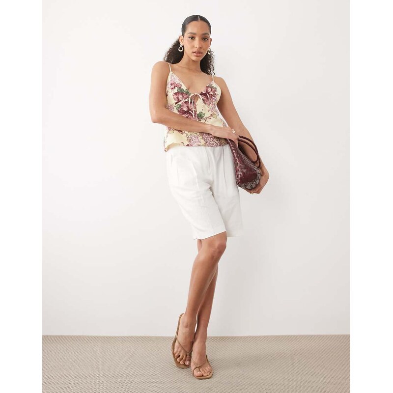 Abercrombie & Fitch v neck cami top in yellow floral