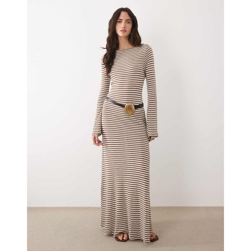 ASOS DESIGN long angel sleeve maxi dress in crochet look fabric