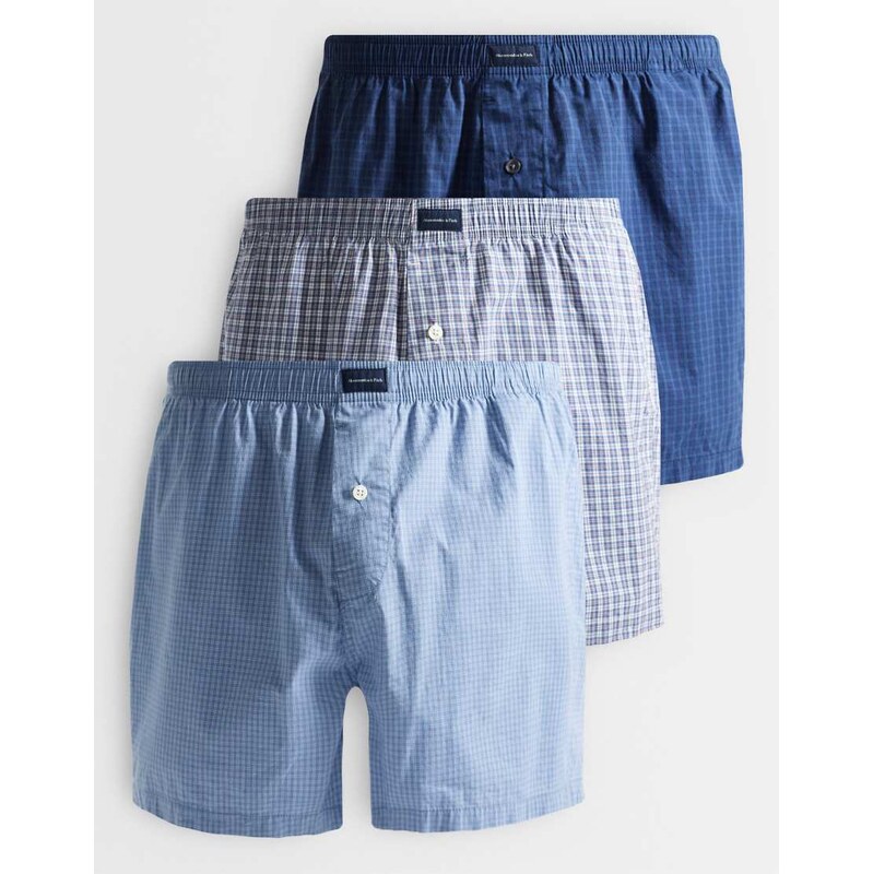 Abercrombie & Fitch 3 pack boxer trunks in blue check