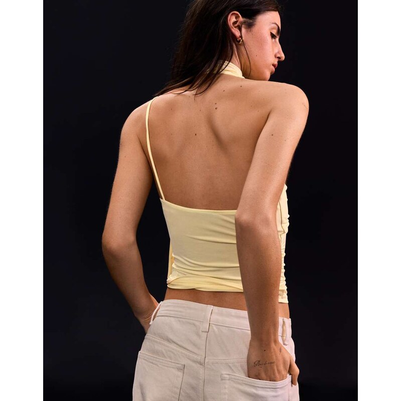 Bershka Asymmetric kerchief top in yellow 114822182