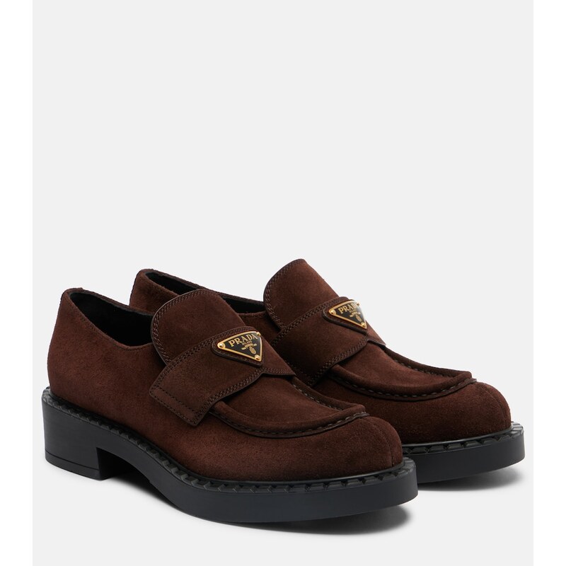 Prada Chocolate suede loafers