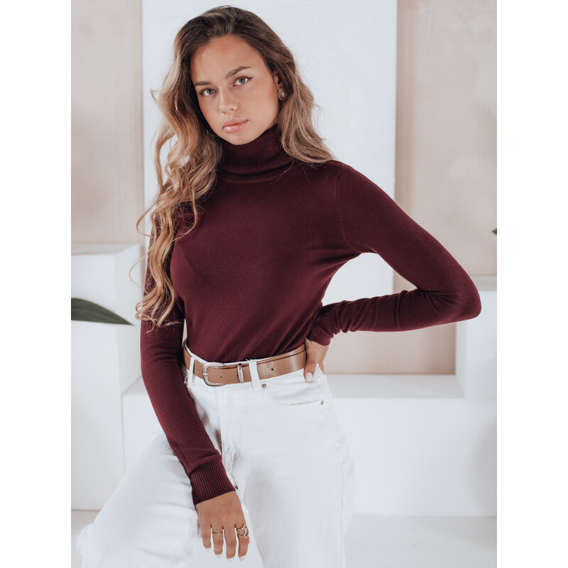 Dámský svetr s rolákem A11 MY2490 tm. hnědý - FashionStreet