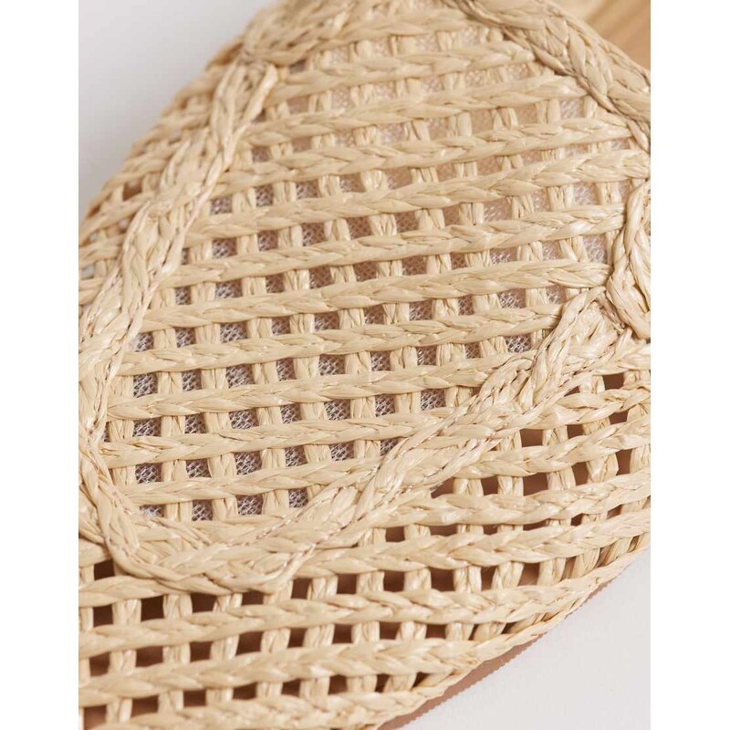 ASOS DESIGN Wide Fit Maestro raffia detail loafers in natural-Neutral