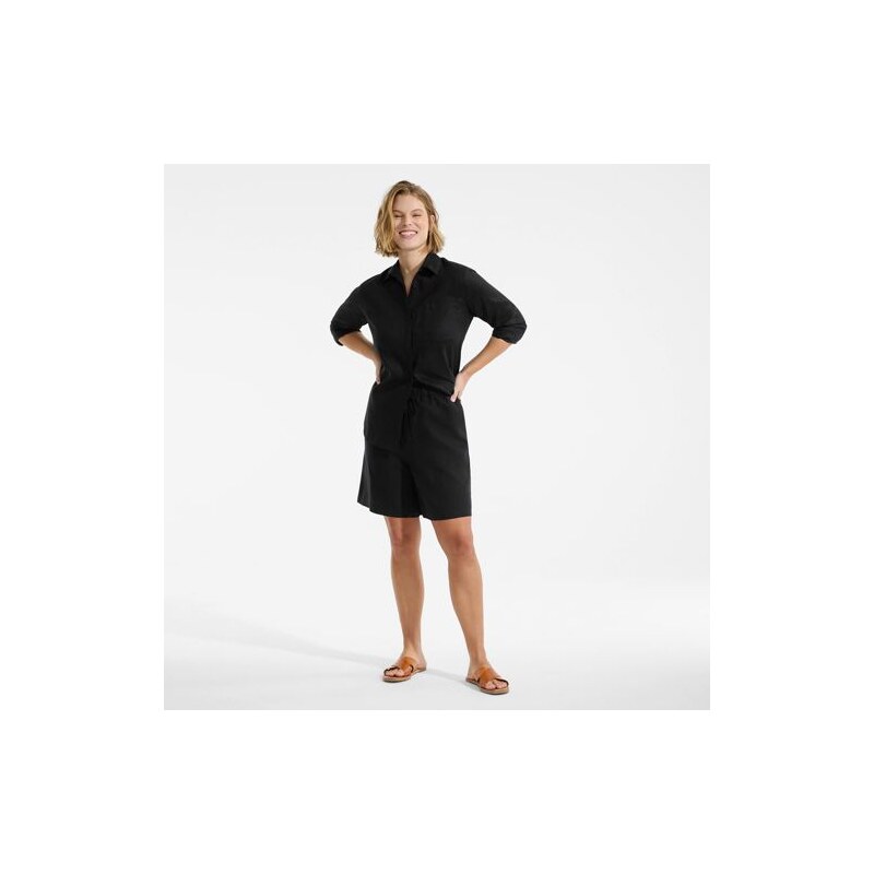 Premium Pure Linen Pull-On Shorts, Women, size: 20-22, plus, Black, 115199398
