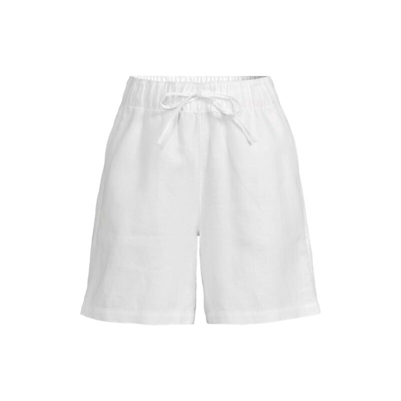 Premium Pure Linen Pull-On Shorts, Women, size: 20-22, plus, White, 115261523