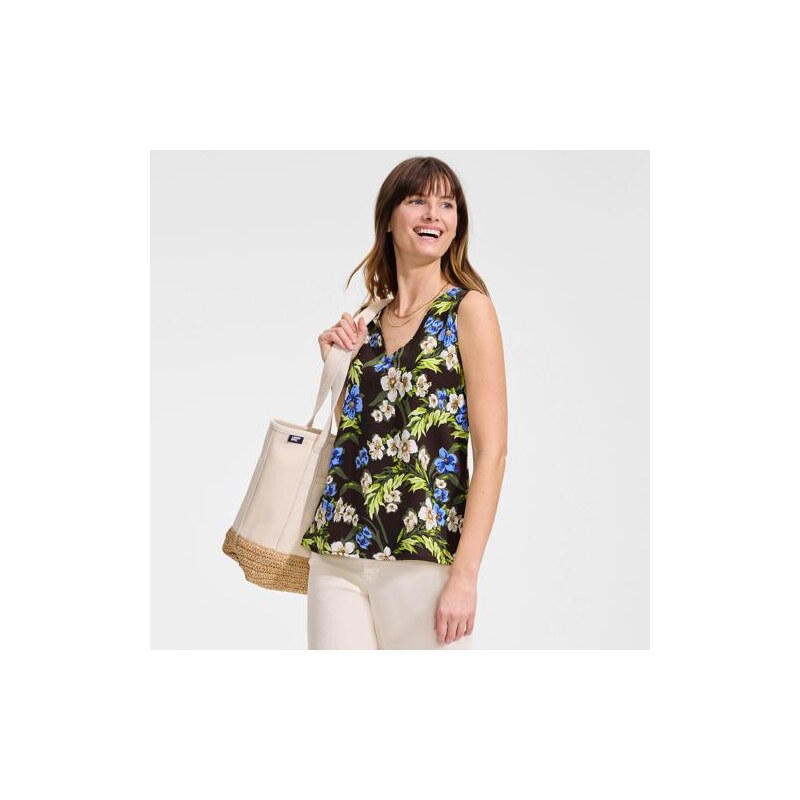 Creaseless V-Neck Sleeveless Top, Women, size: S, regular, Brown