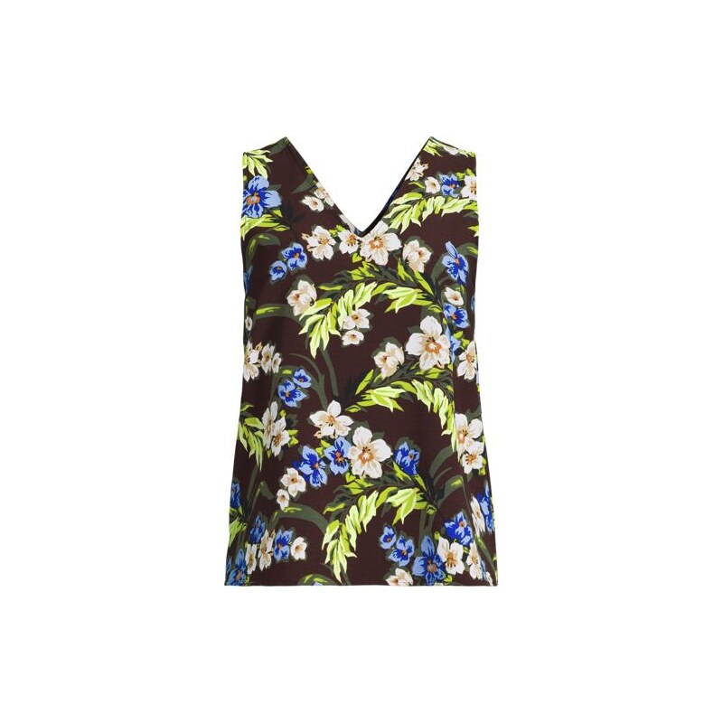 Creaseless V-Neck Sleeveless Top, Women, size: 1X, plus, Brown,