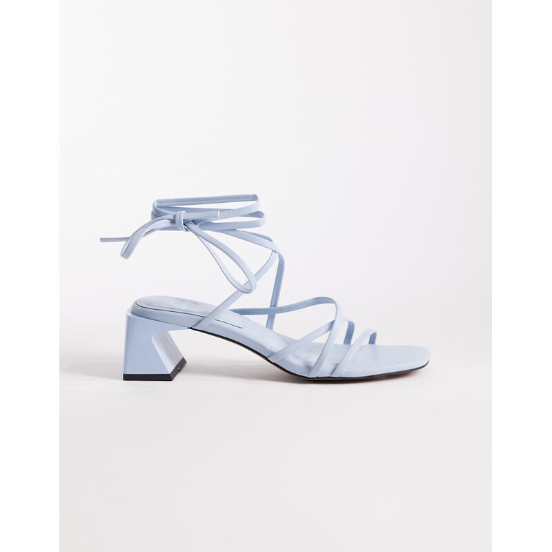ASOS DESIGN Hundred strappy block heel sandals in pale blue