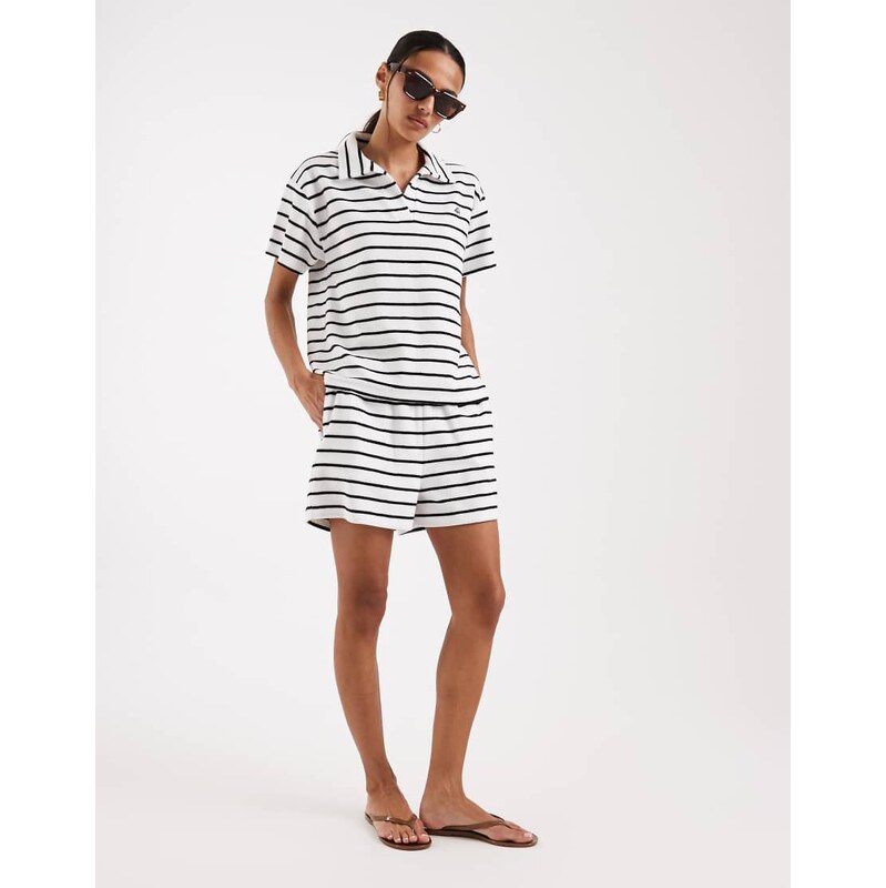 4th & Reckless cotton rich towelling collared drawstring waist