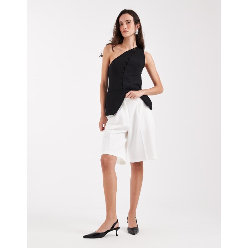 AWARE pleat front tailored shorts in white 115163715