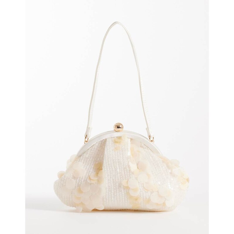 True Decadence glitter sequin shoulder bag in off white 114833537