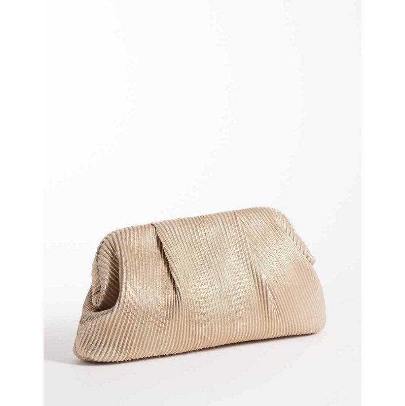 True Decadence pleated pillow clutch bag with crossbody strap in gold 114833538