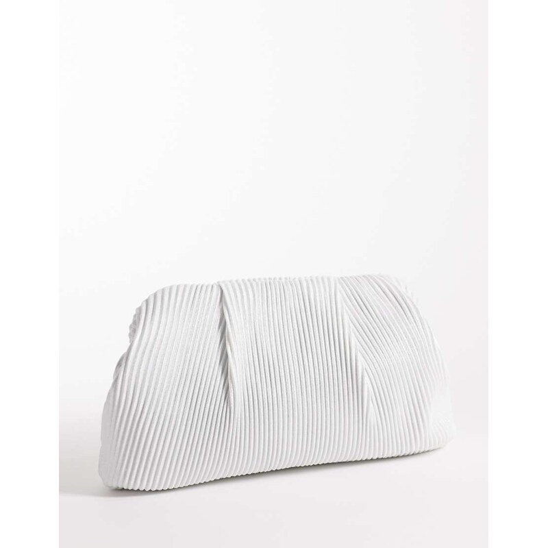 True Decadence pleated pillow clutch bag with crossbody strap in cream 115518398