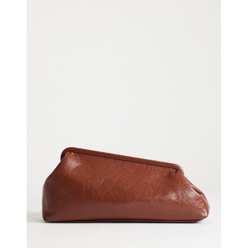Topshop Anna medium angular clutch bag in tan-Brown