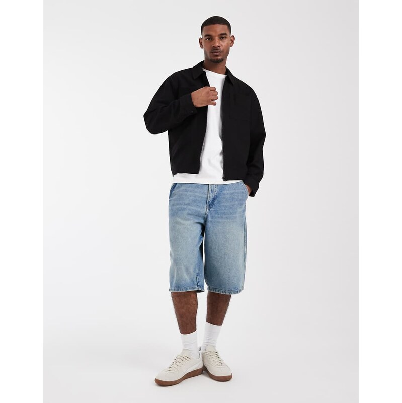 ASOS DESIGN textured harrington jacket in black
