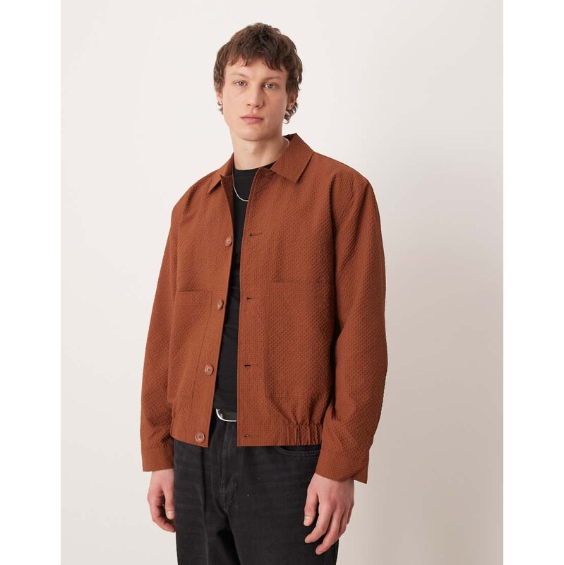 ASOS DESIGN textured harrington in rust
