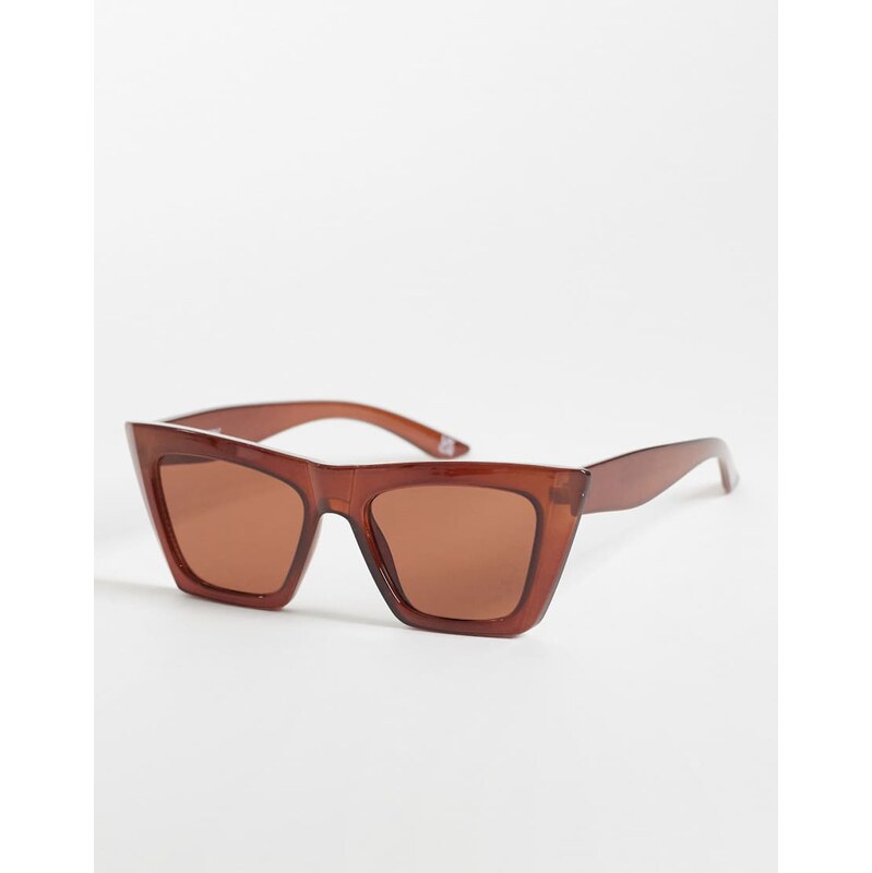 ASOS DESIGN cat eye sunglasses in crystal brown