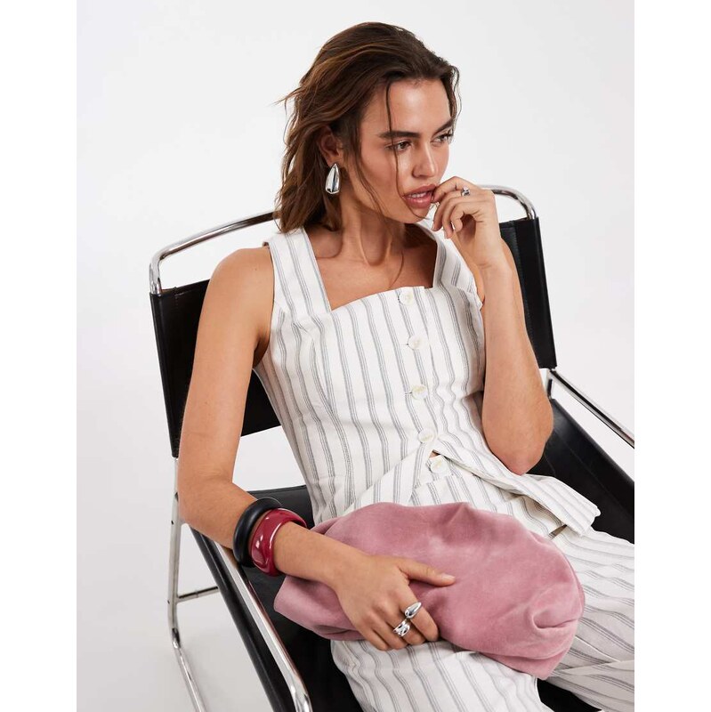 Vero Moda square neck asymmetric placket waistcoat co-ord in