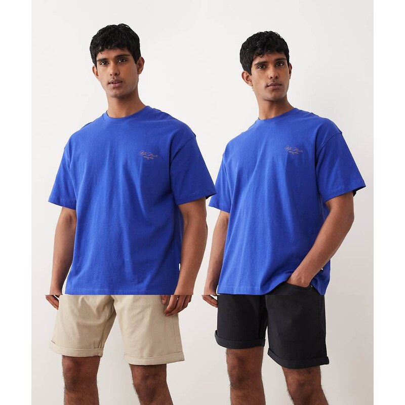 Jack & Jones 2 pack turn up shorts in beige and black