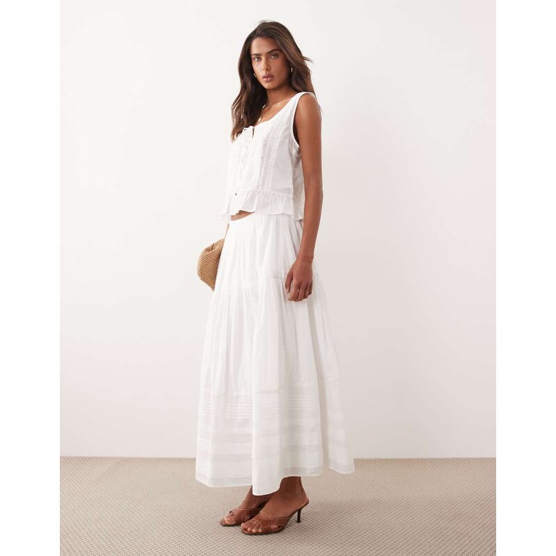 Abercrombie & Fitch boho tiered maxi skirt in white 114833693