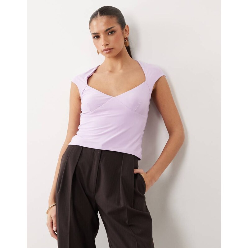 ASOS DESIGN slinky soft scoop cap sleeve top in lilac-Purple