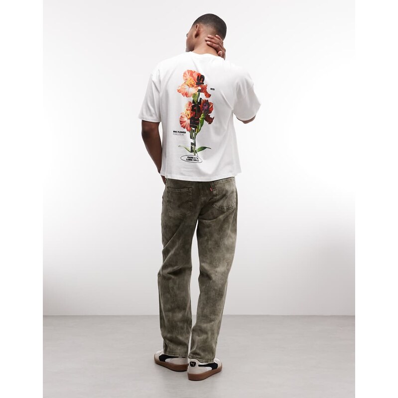 ASOS DESIGN boxy oversized t-shirt with floral graphic in white