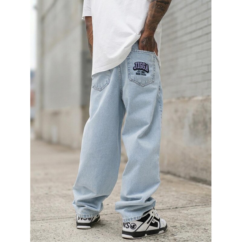 Pánské džíny Super Baggy pánské vybledle modré Jigga Wear New