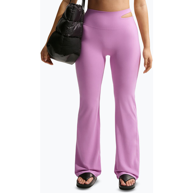Dámské tepláky Nike Zenvy High-Waisted Flared light magenta