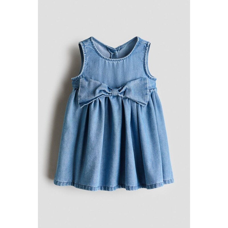 H&M - Džínové šatys mašlí - Denim Blue