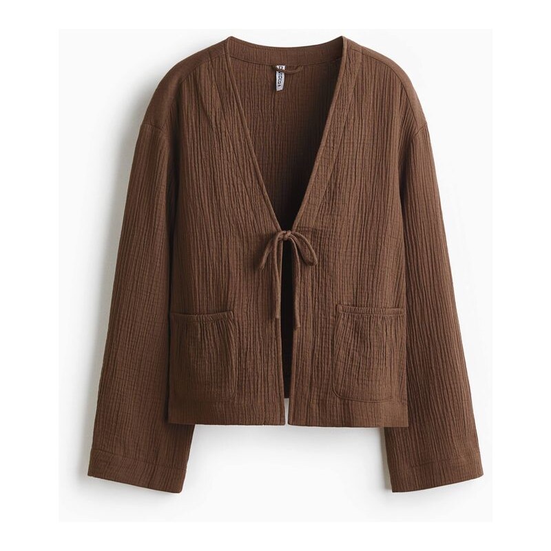 H&M - Tie-front muslin jacket - béžová 114835305