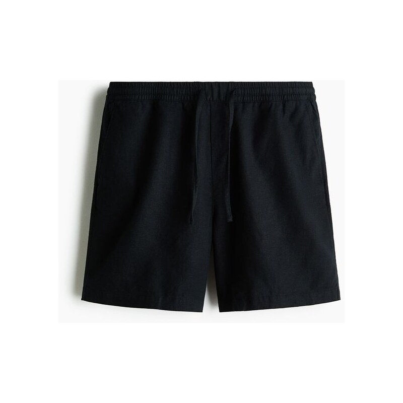 H&M - Šortky z lněné směsi Relaxed Fit - Černá