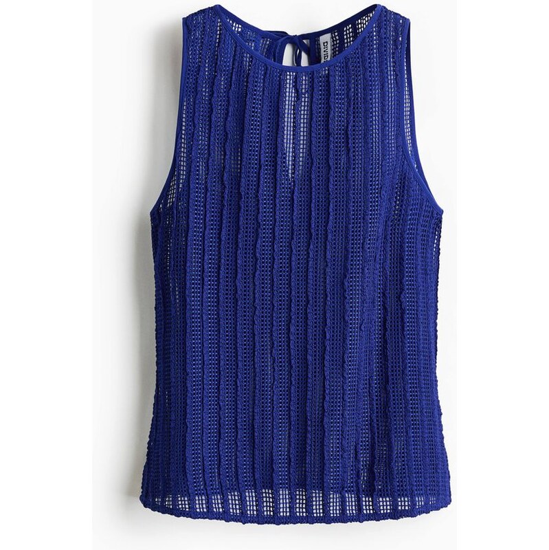 H&M - Síťovaný tops texturou - Jasně Modrá