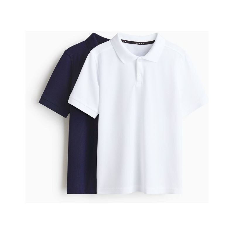 H&M - Sportovní tričkos límečkem Regular Fit 2 kusy - Tmavomodrá