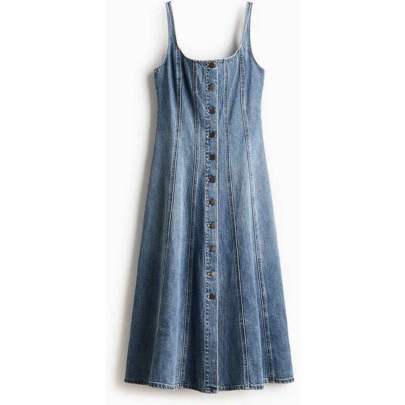 H&M - Džínové propínací šaty - Světlý Denim Blue