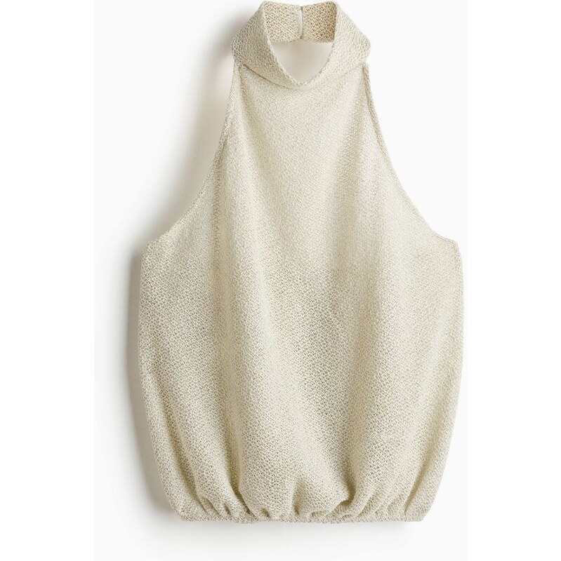 H&M - Třpytivý top halterneck - Světlá Kouřově Zelená
