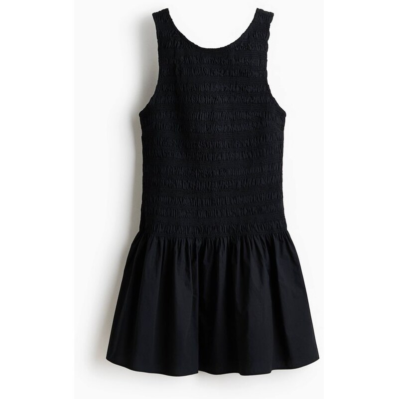 H&M - Bavlněné šatys žabkováním - černá 114835547